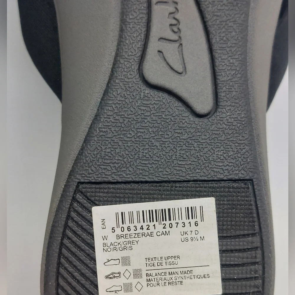 Clarks Women’s Cloudsteppers Breeze Rae Sandals Black Gray Size 9.5M